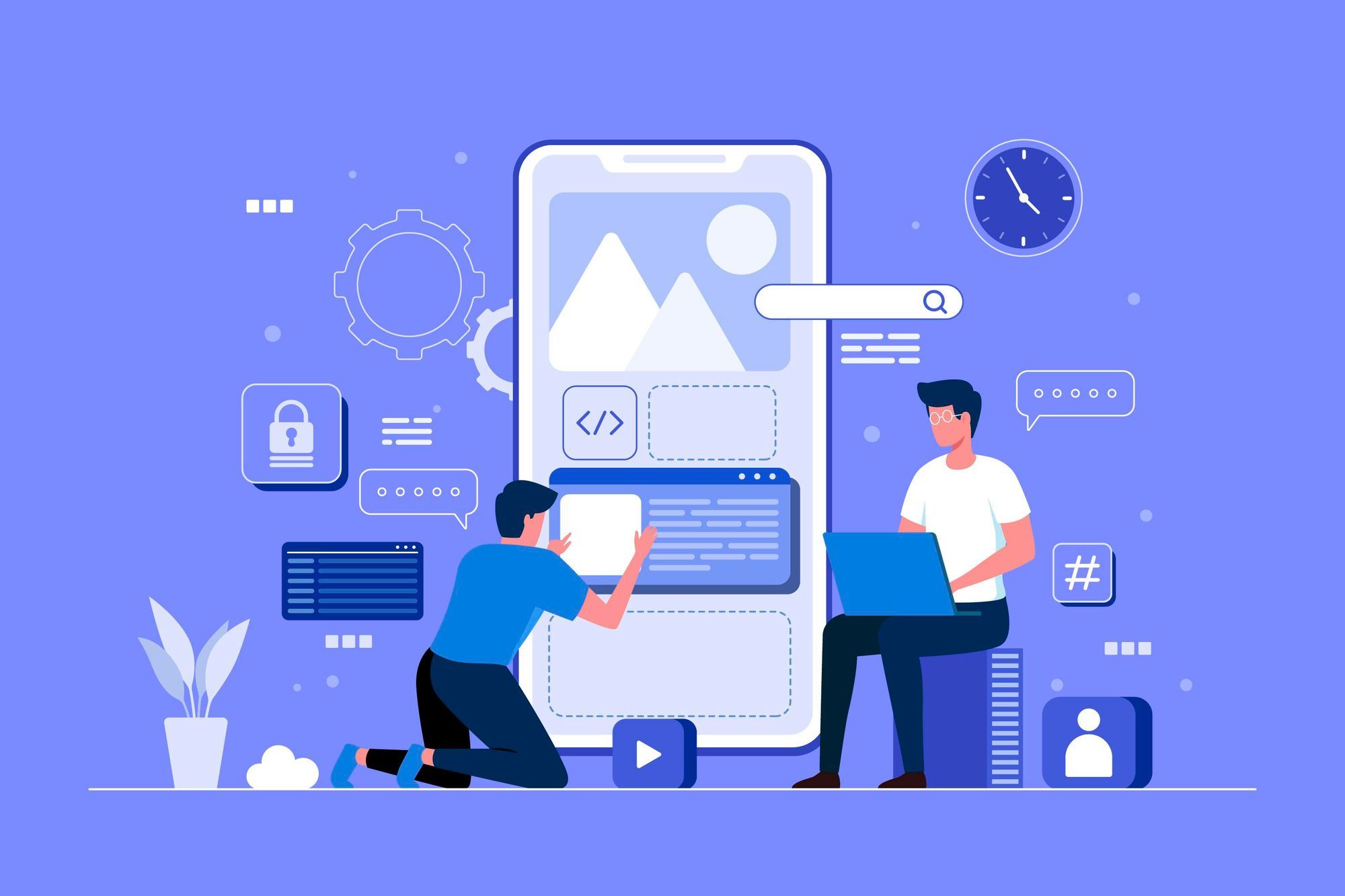 How-the-Website-Mobile-App-Combination-Works-Web-Developers-Working-on-a-Mobile-App.jpg